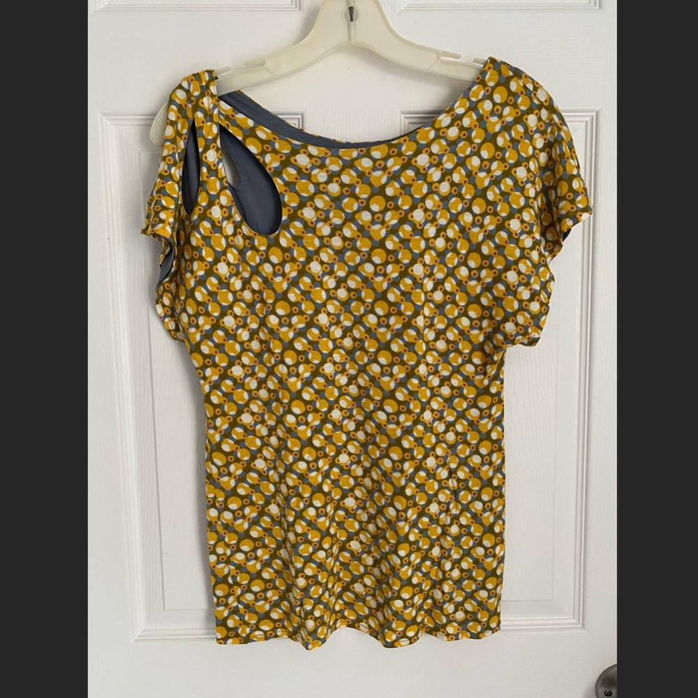 Anthropologie Meadow Rue - Geometric Mustard & Gray Top